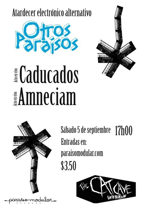 Afiche concierto OP3 Caducados + Amneciam